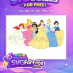 Free Smiling Princesses Free Colorful Dresses Disney Free SVG 1 - Instant Download