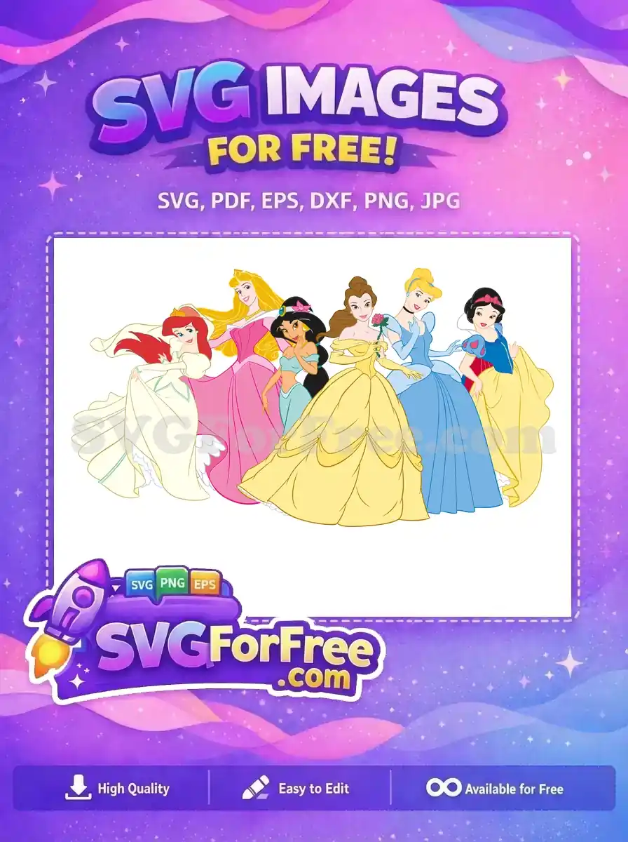 Free Smiling Princesses Free Colorful Dresses Disney Free SVG 1