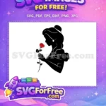 Free Belle Silhouette Free Red Rose Beauty Beast Free SVG - Instant Download