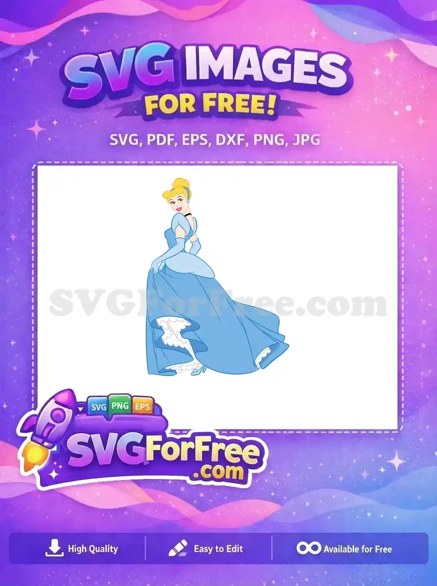 Free Smiling Face Free Blue Dress Cinderella Free SVG