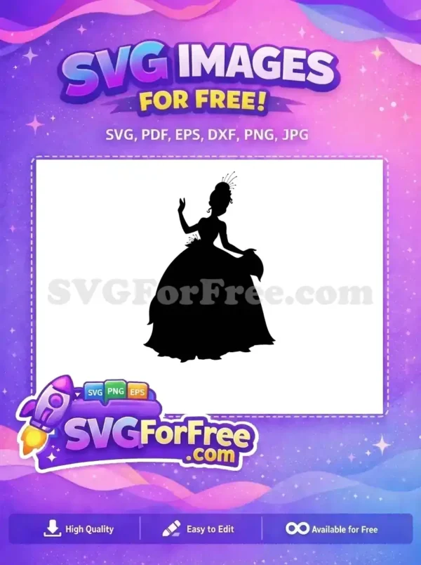 Free Tiana Silhouette Free Ballgown Princess And The Frog Free SVG