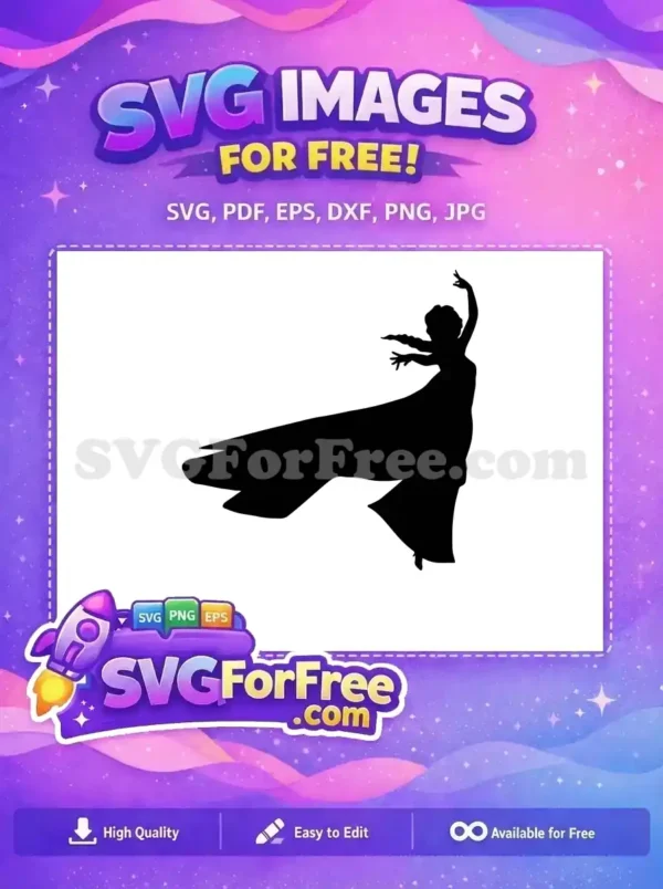 Free Elsa Silhouette Free Dancing Pose Frozen Free SVG