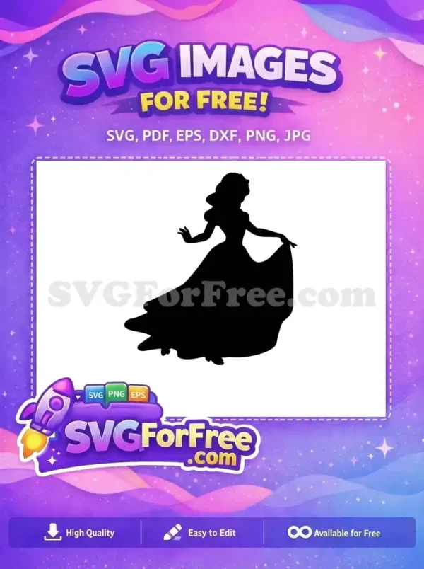 Free Silhouette Dress Free Elegant Pose Snow White Free SVG 1