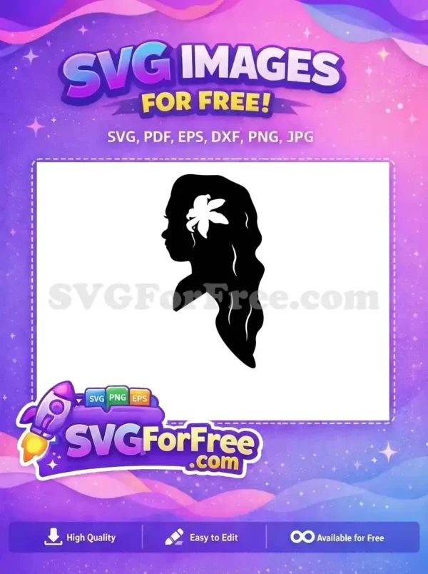 Free Flowing Hair Free White Flower Moana Free SVG