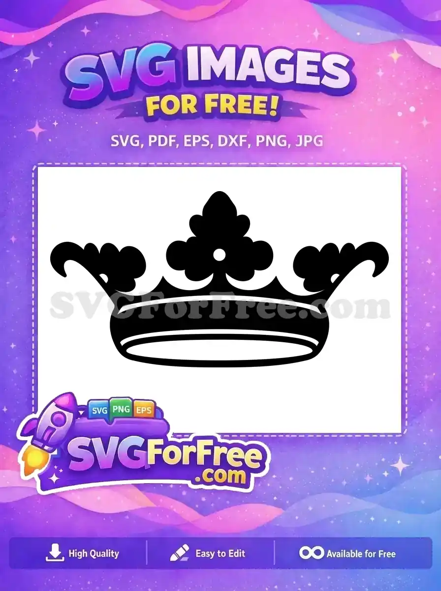 Free Black Classic Crown Free Princess Tiara Design Free SVG