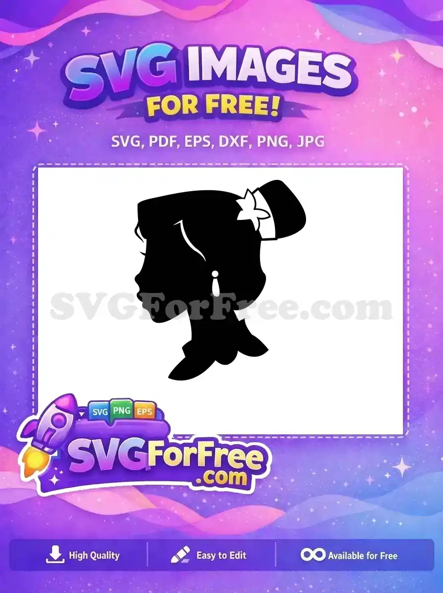 Free Silhouette Bun Free Flower Earring Princess Free SVG