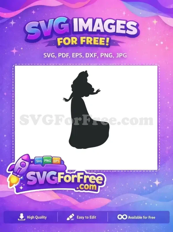 Free Silhouette Princess Free Flowing Gown Tangled Free SVG