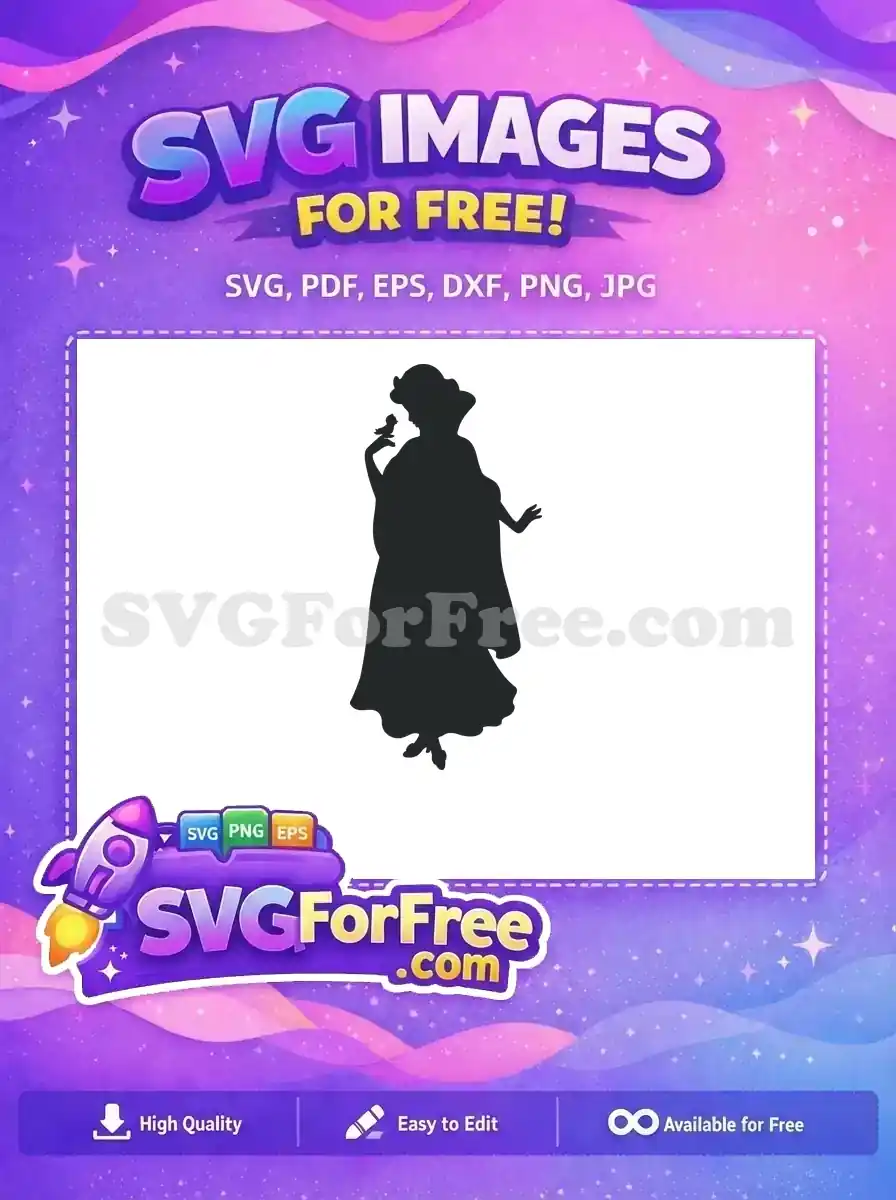 Free Snow White Silhouette Free Bird On Hand Princess Free SVG