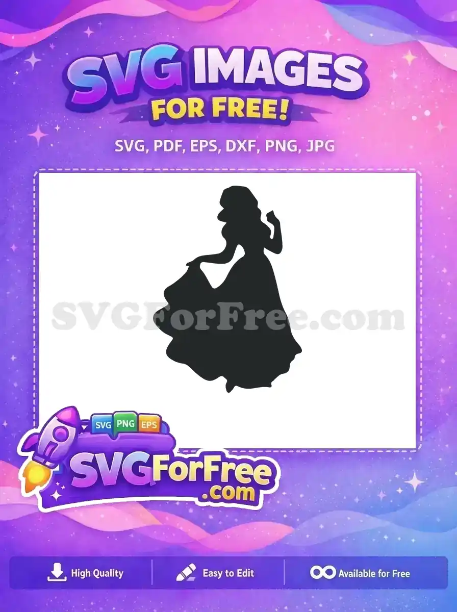 Free Snow White Silhouette Free Holding Dress Princess Free SVG