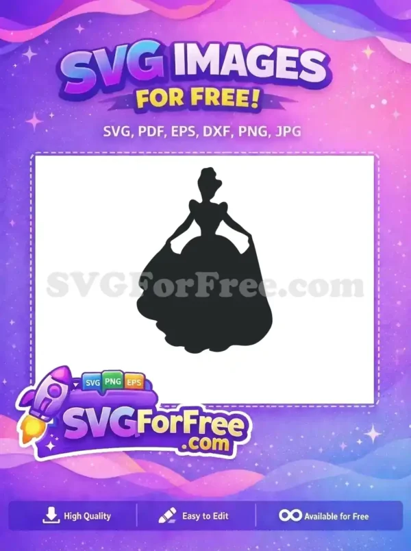 Free Elegant Dress Free Silhouette Princess Free SVG