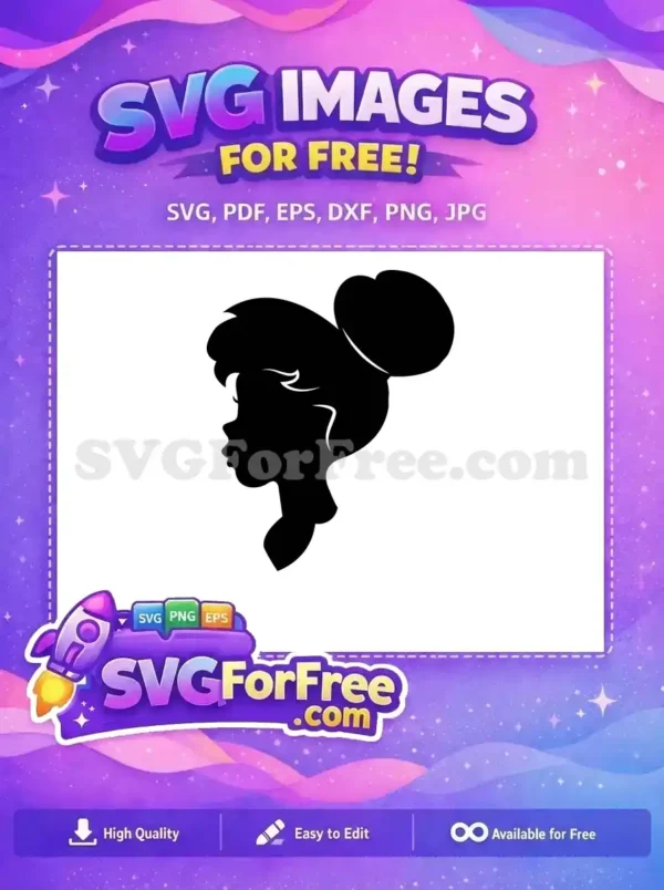 Free Bun Hairstyle Free Silhouette Tinkerbell Movie Free SVG