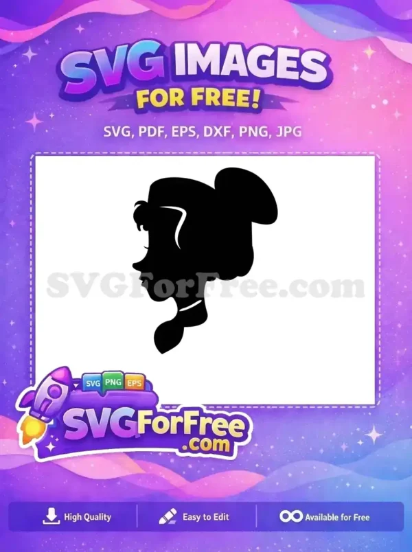 Free Silhouette Bun Free Ponytail Princess Movie Free SVG