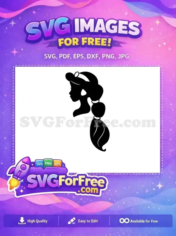Free Jasmine Silhouette Earrings Free Ponytail Detail Aladdin Free SVG