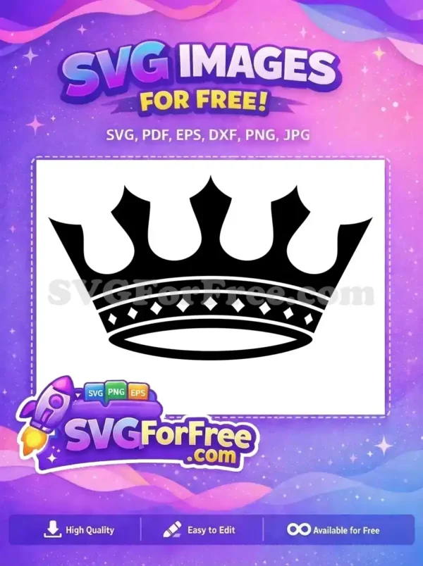 Free Black Crown Free Diamond Detail Princess Free SVG 5