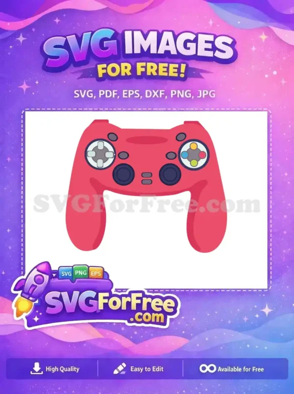 Free Red Ps5 Controller Free Colorful Buttons Videogame Free SVG