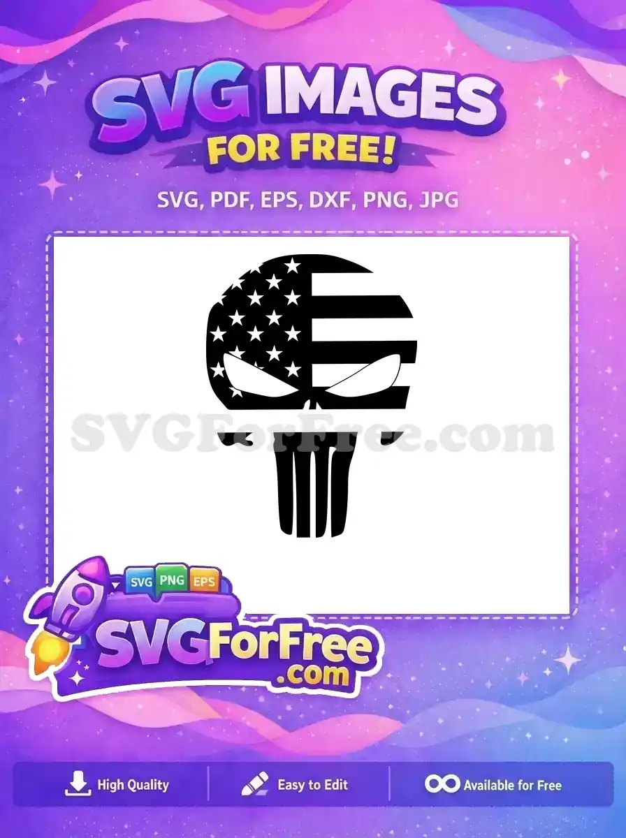 Free American Flag Free Skull Black Punisher Free SVG