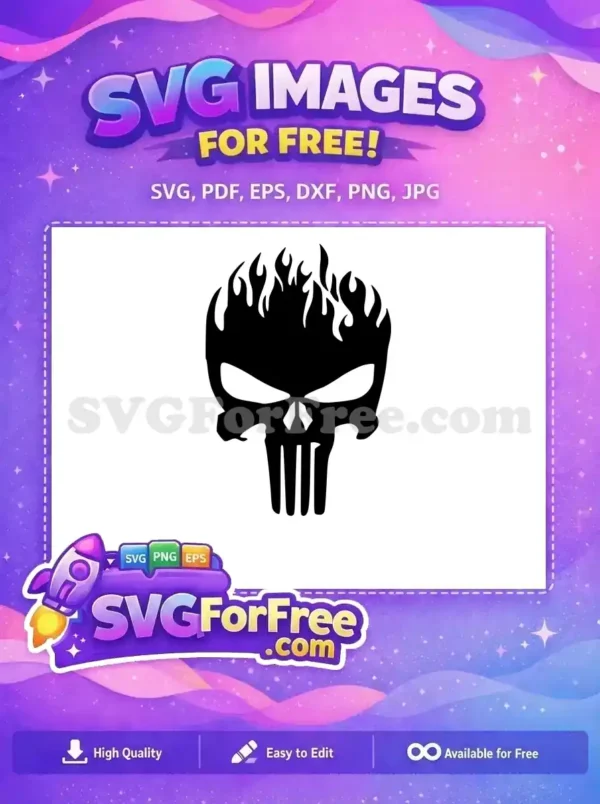 Free Flaming Skull Free Silhouette Punisher Free SVG