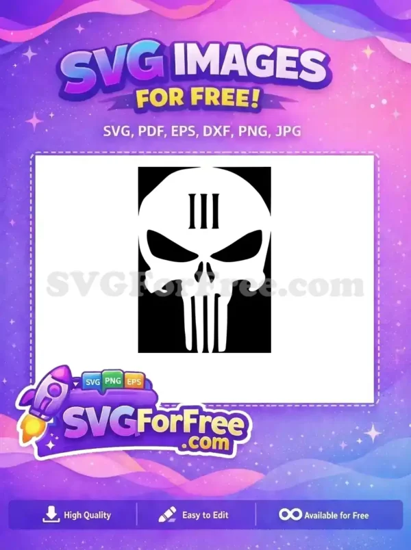 Free White Skull Free Roman Numerals III Punisher Free SVG