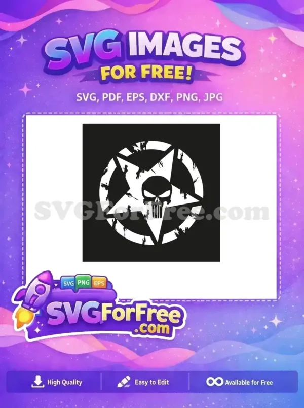 Free Distressed Star Free Skull Punisher Movie Free SVG 1