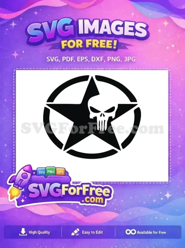 Free Skull Star Free Graphic Black Punisher Free SVG