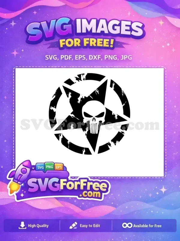 Free Distressed Star Free Skull Punisher Movie Free SVG 2