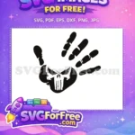 Free Black Handprint Free Skull Punisher Silhouette Free SVG - Instant Download
