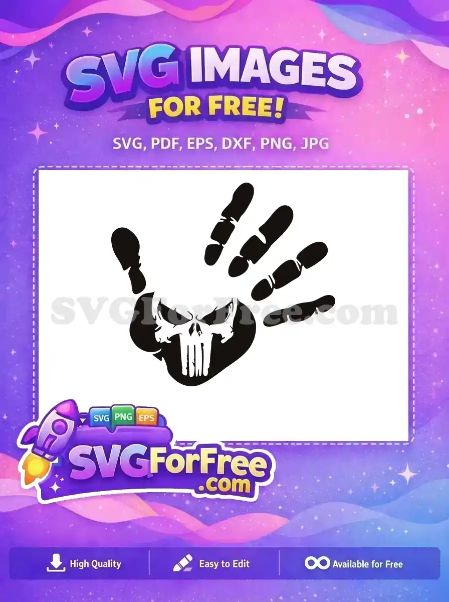 Free Black Handprint Free Skull Punisher Silhouette Free SVG