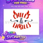 Free Red Horns Free Chills Thrills Halloween Free SVG - Instant Download