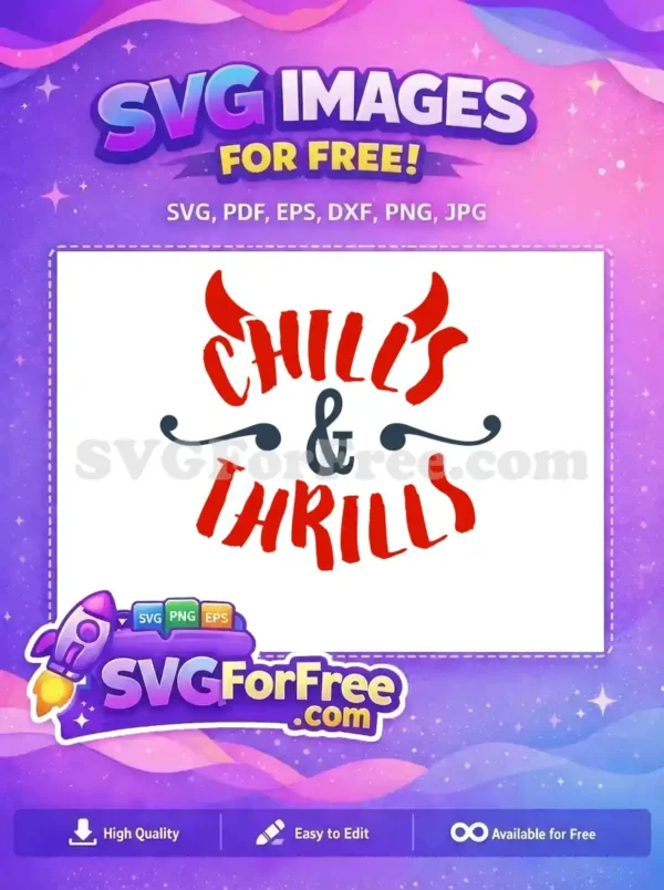 Free Red Horns Free Chills Thrills Halloween Free SVG Free Red Horns Free Chills Thrills Halloween Free SVG