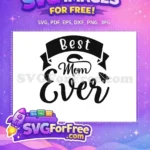Free Elegant Ribbon Free Feather Best Mom Ever Quote Free SVG - Instant Download