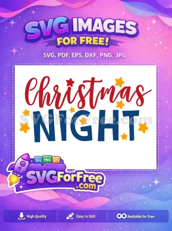 Free Red Script Free Navy Block Christmas Night Free SVG