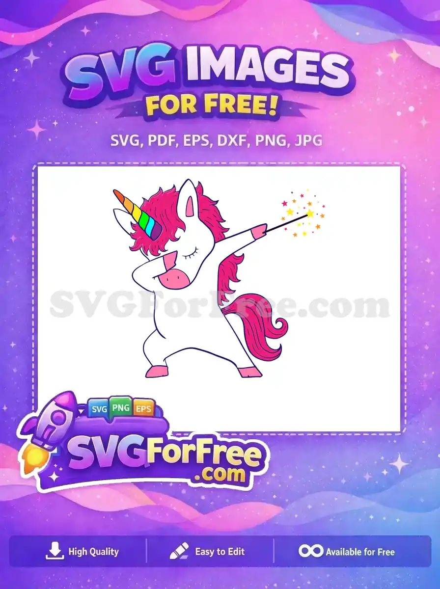 Free Rainbow Unicorn Dabbing Free with Wand Cute Free SVG