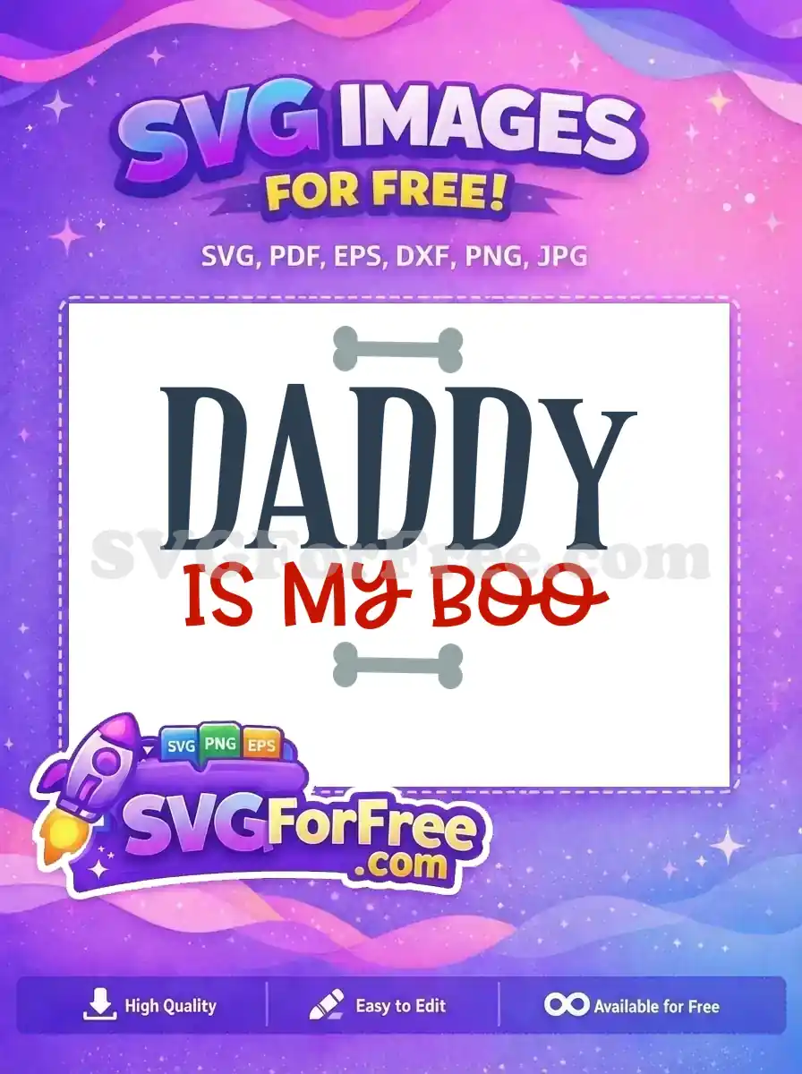 Free Daddy Blue Letters Free Red Boo Quote Free SVG