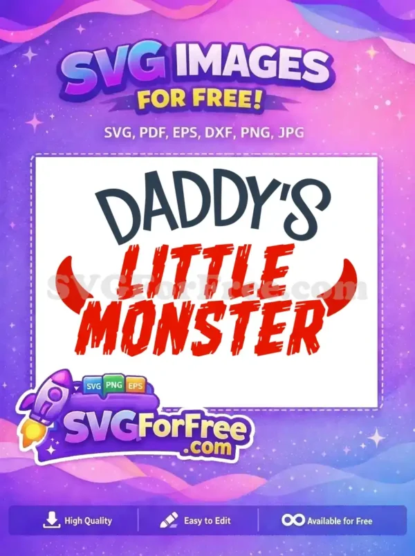 Free Red Horns Monster Font Free Cute Saying Daddys Little Monster Quote Free SVG