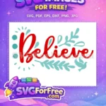 Free Red Believe Quote Free Teal Dove Christmas Saying Free SVG - Instant Download