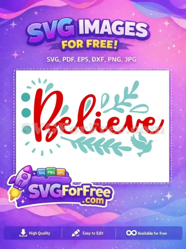 Free Red Believe Quote Free Teal Dove Christmas Saying Free SVG