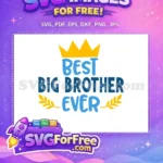 Free Blue Best Brother Free Crowned Text Free Quotes SVG - Instant Download