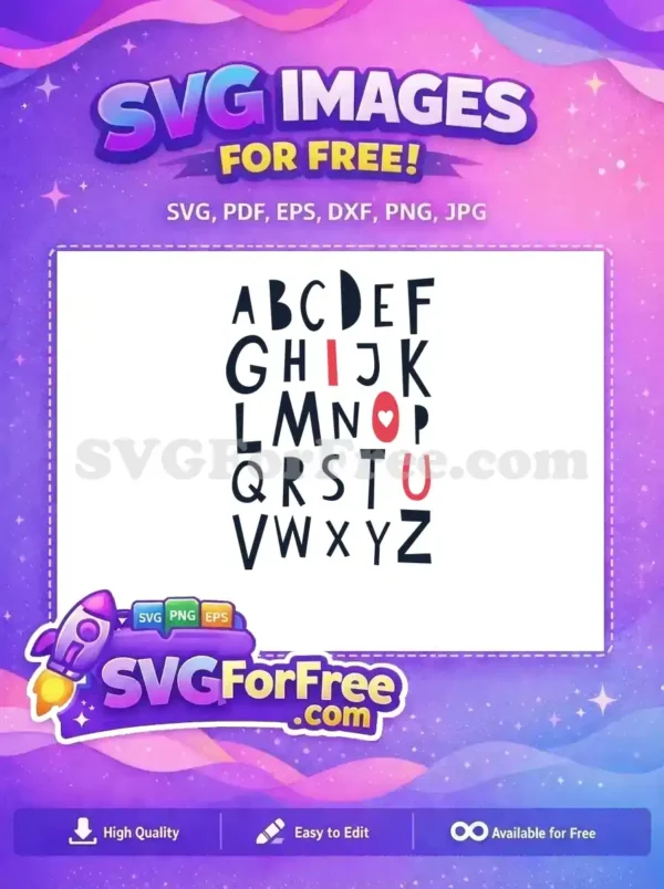 Free Bold Letters Free Heart Accent Alphabet Free SVG