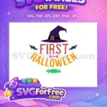 Free Purple Witch Hat Free Bone First Halloween Free SVG - Instant Download