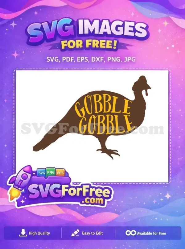 Free Brown Turkey Silhouette Free Gobble Quote Thanksgiving Free SVG