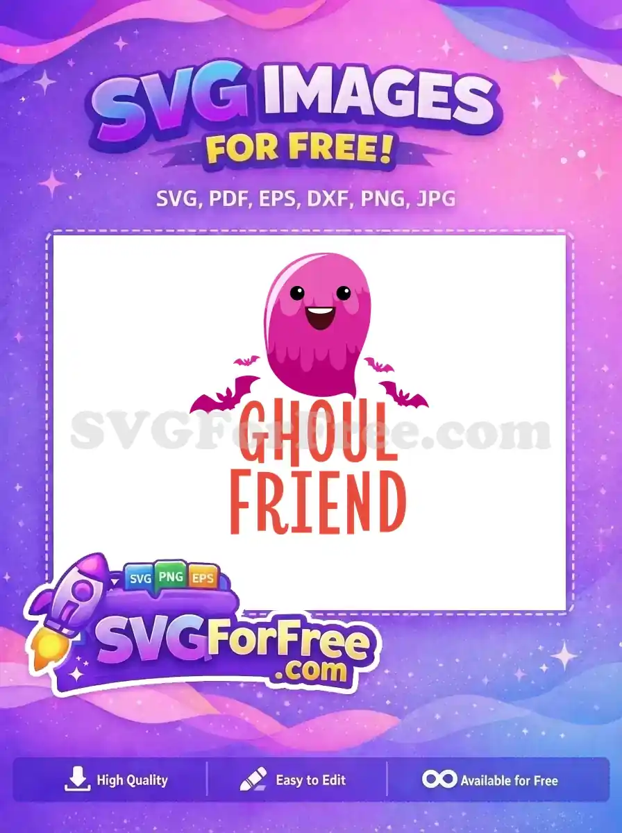 Free Cute Pink Ghoul Free Bats Graphic Ghoul Friend Free SVG