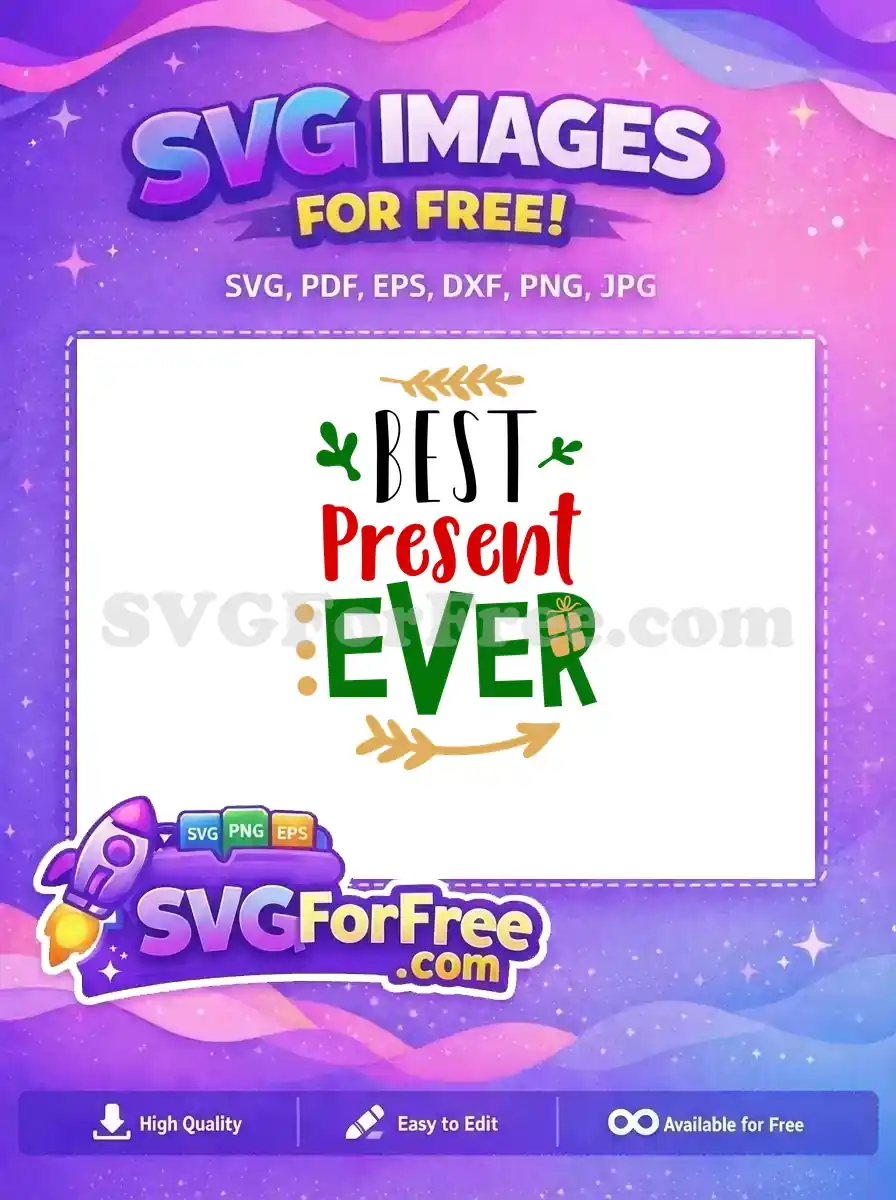 Free Red Present Free Green Lettering Christmas Free SVG