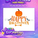 Free Smiling Jack O Lantern Free Bats Happy Halloween Free SVG - Instant Download