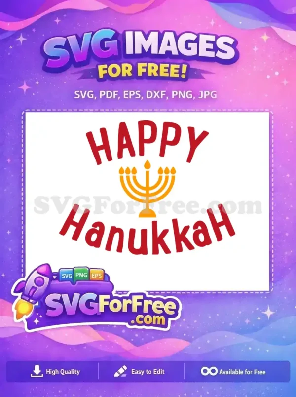 Free Red Letters Free Yellow Menorah Hanukkah Celebration Free SVG