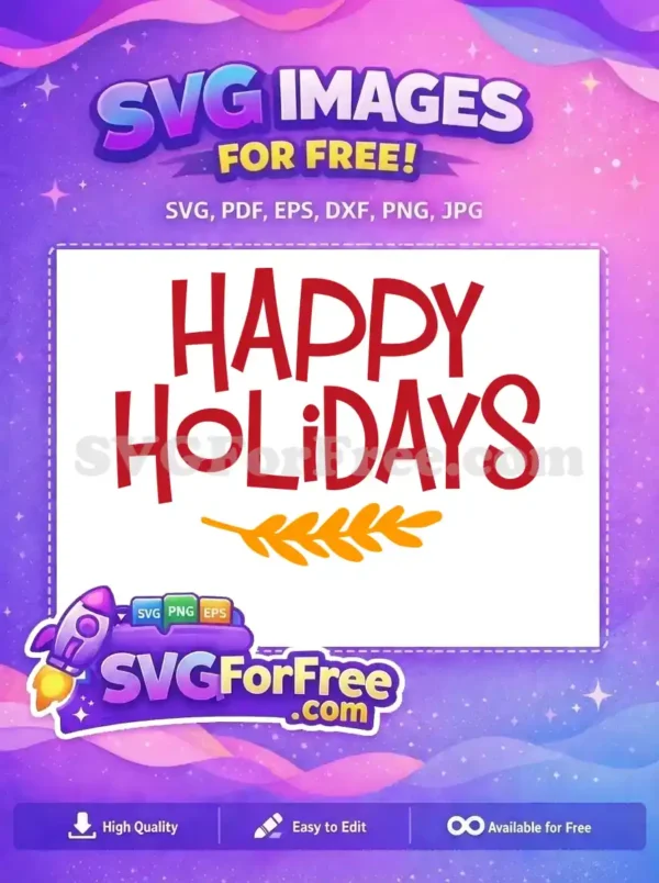 Free Red Happy Free Holidays Golden Branch Quotes Free SVG