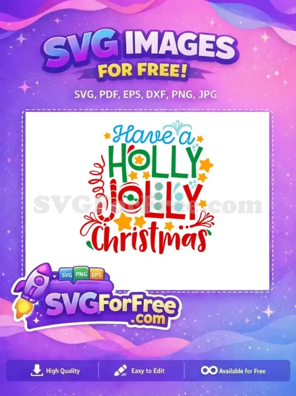 Free Colorful Stars Free Candy Cane Have Holly Jolly Christmas Free SVG
