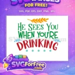 Free Green Lettering Free Red Drinking Santa Movie Free SVG - Instant Download