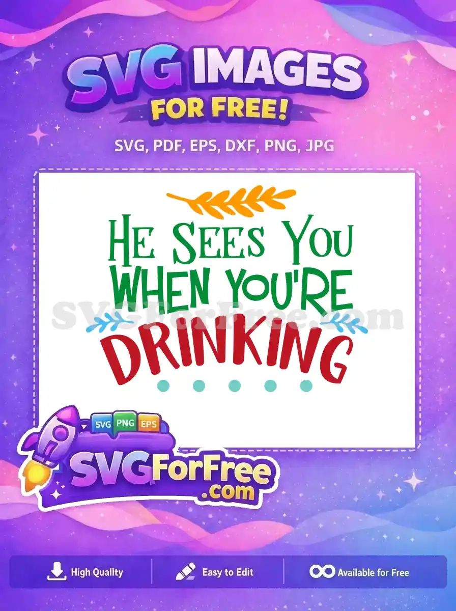 Free Green Lettering Free Red Drinking Santa Movie Free SVG