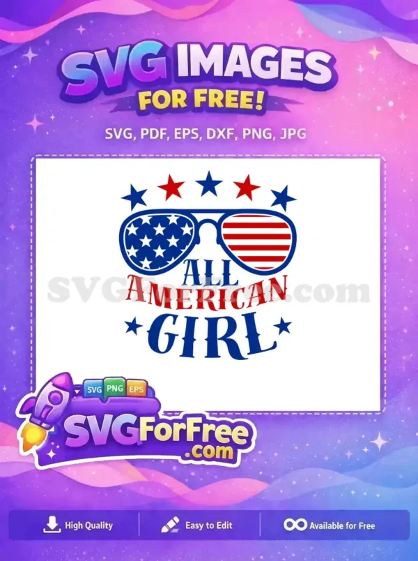 Free Stars Stripes Sunglasses Free All American Girl Free SVG