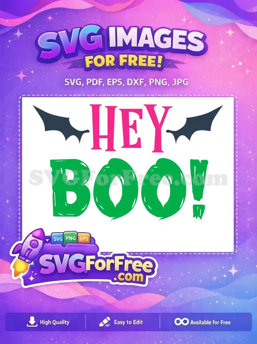 Free Pink Hey Free Green Boo Halloween Free SVG